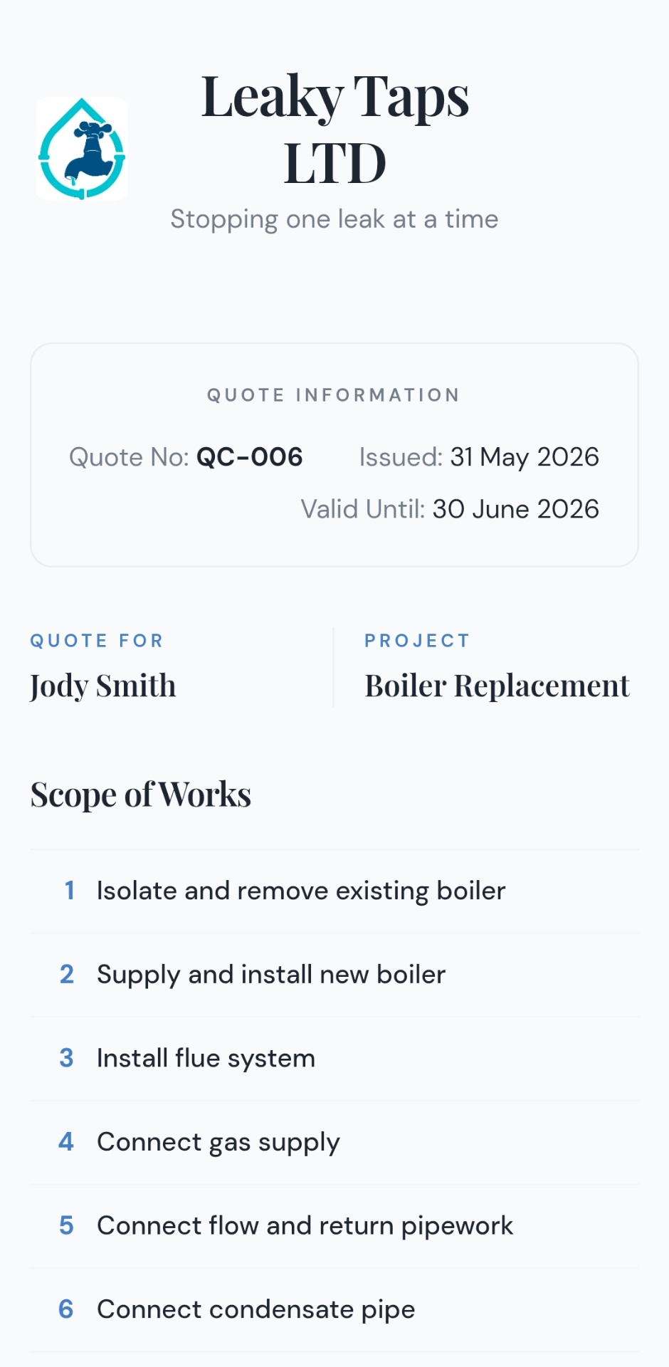 Send Professional Quotes